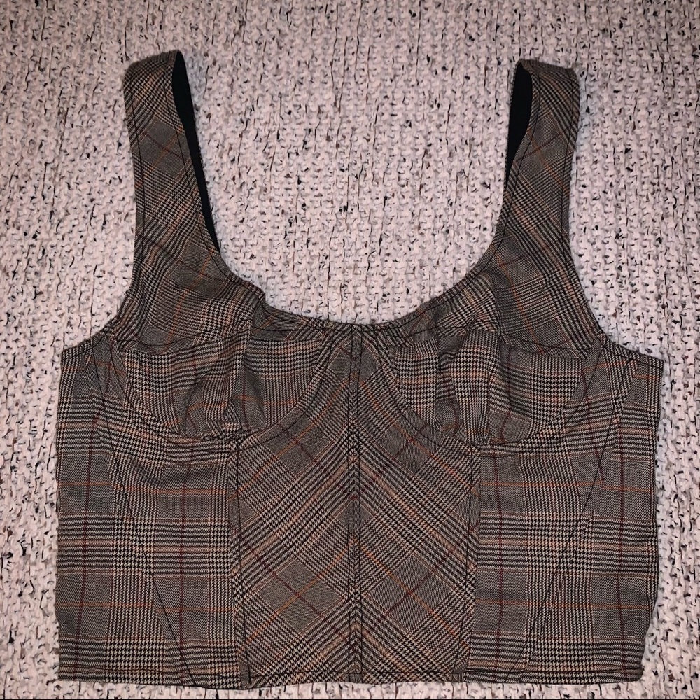 Free People Tara Plaid Corset Top